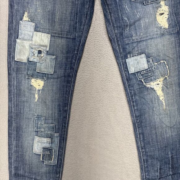Ralph Lauren Denim & Supply Jeans Women 29x33 Blue Low Slim Patchwork Boho Denim - Picture 4 of 16